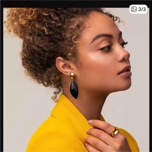 SOKO Tulla Horn Drop Black and Gold Earrings